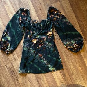 Urban Outfitters Floral Mini Dress - Black and Orange